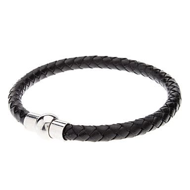 Men’s Black Leather Woven Bracelet