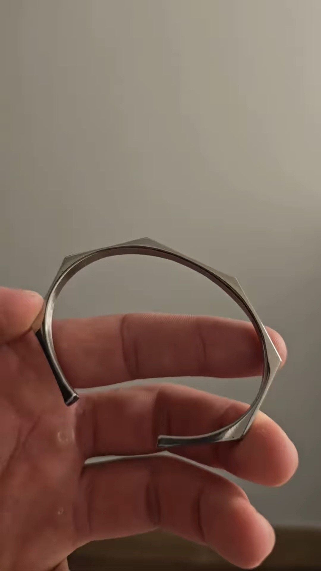 Hex Edge Minimal Cuff – Stainless Steel Bracelet