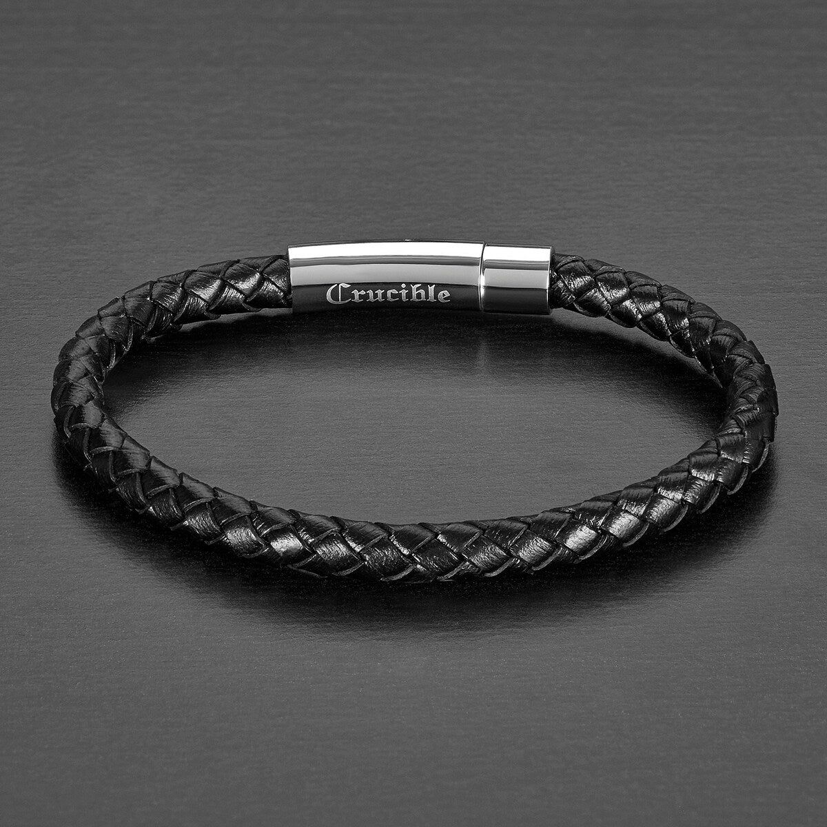 Men’s Black Leather Woven Bracelet
