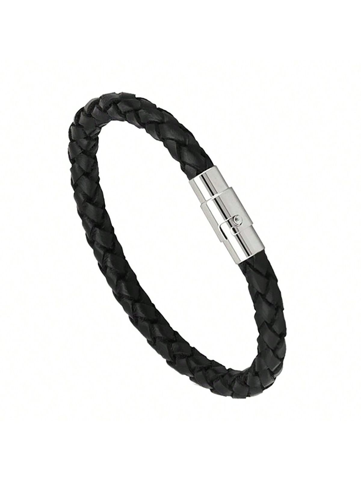 Men’s Black Leather Woven Bracelet